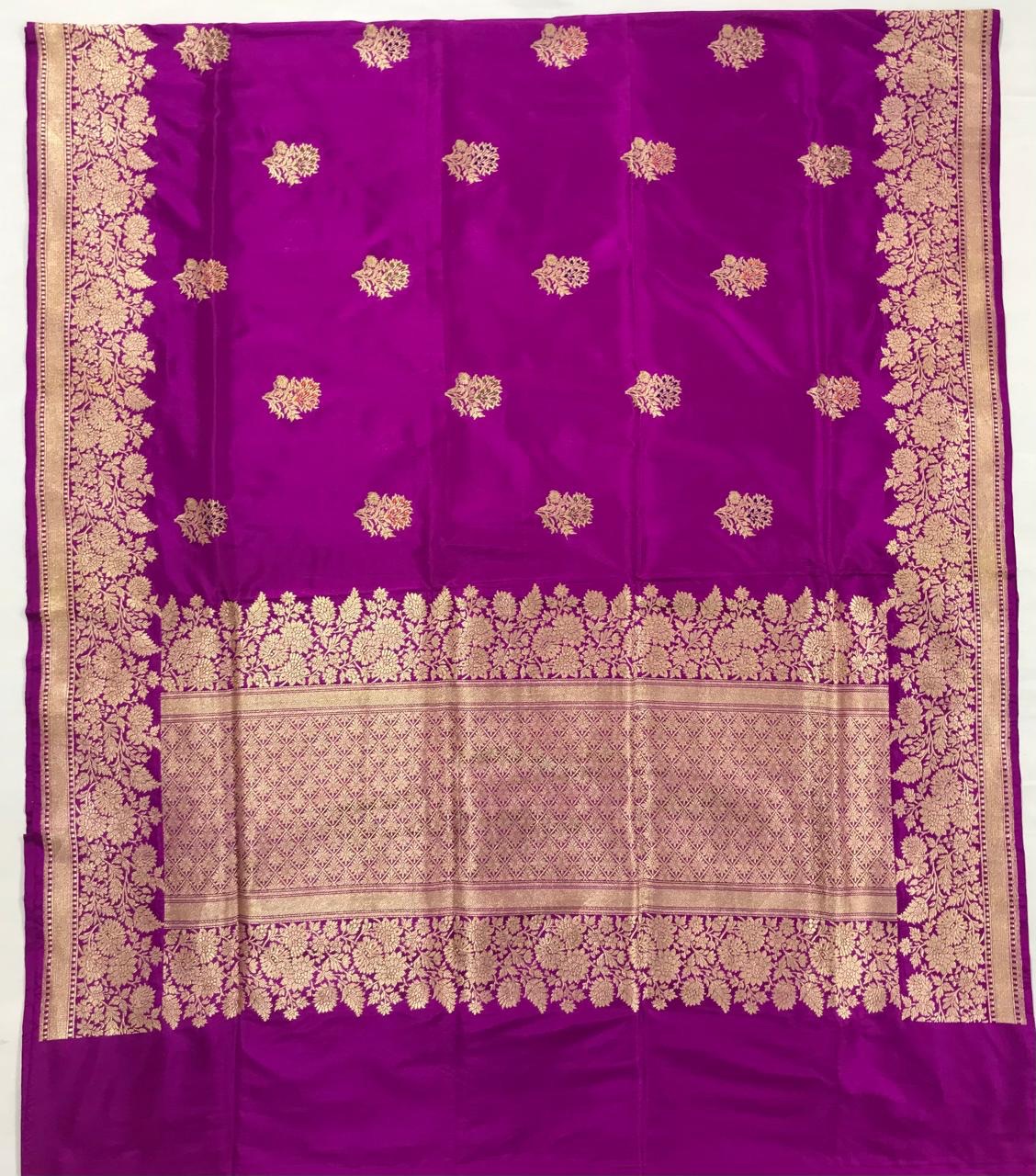 Purple Katan Handloom Saree