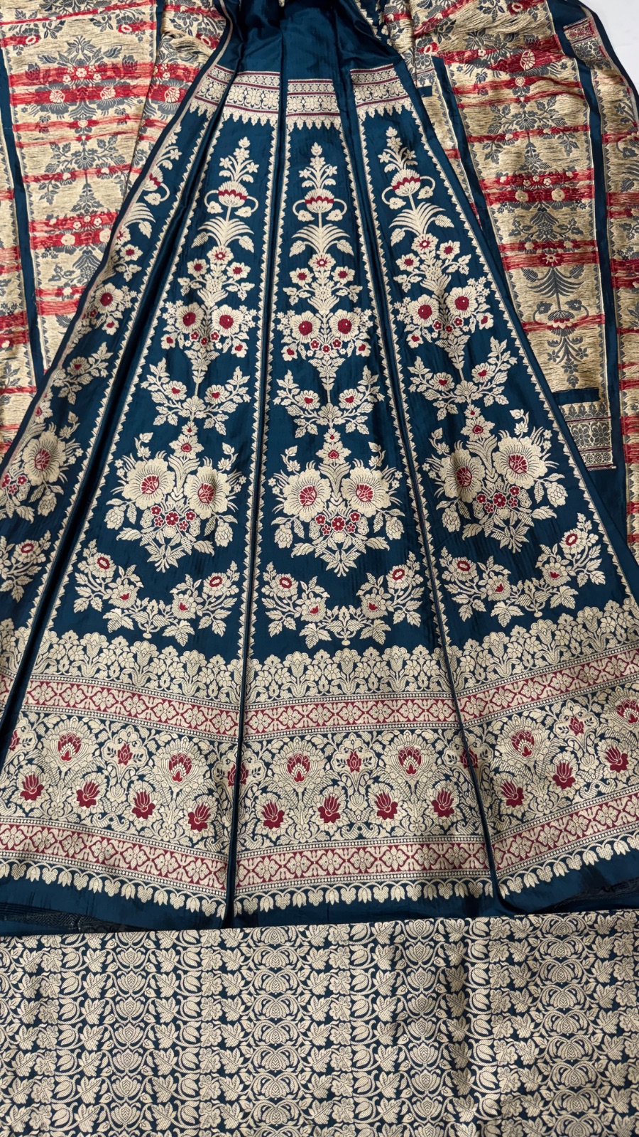 Unstitched Lehenga Pure Katan silk 18 Kali