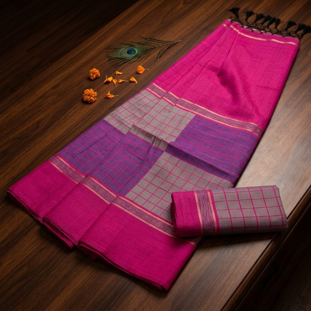 Bengal Cotton-Silk Handloom / Bhagalpuri Block Weave