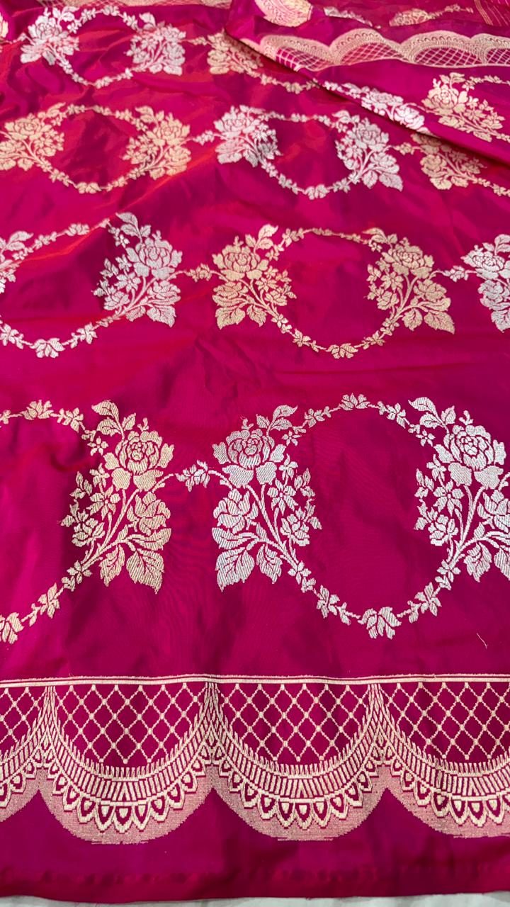 Banarasi Katan Silk (traditional handloom weave from Varanasi)