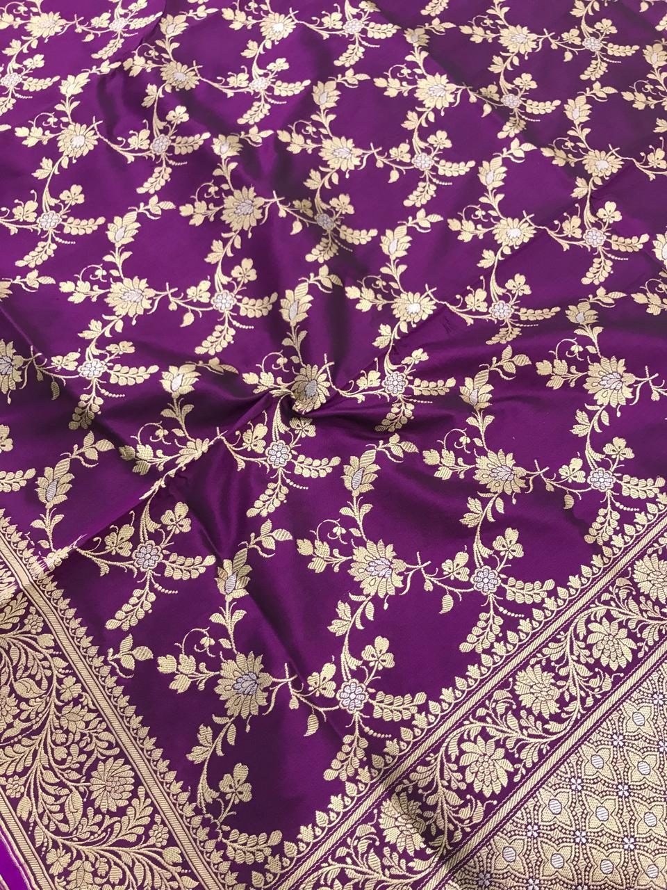 Banarasi Katan Silk Jangla (traditional floral vine jaal weave)