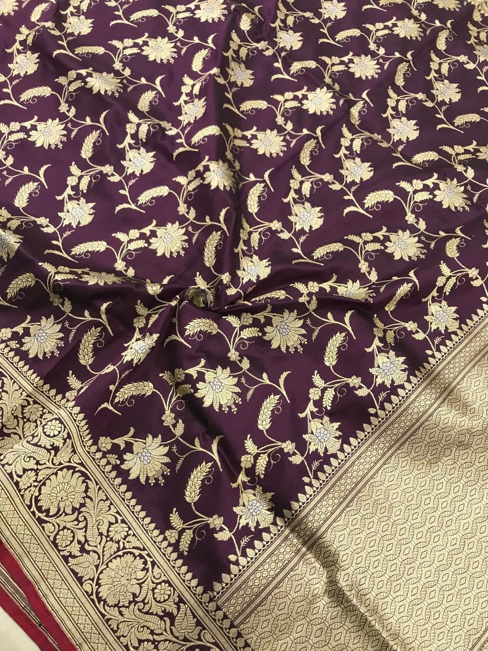 Banarasi Katan Silk Jangla (traditional floral vine jaal weave)